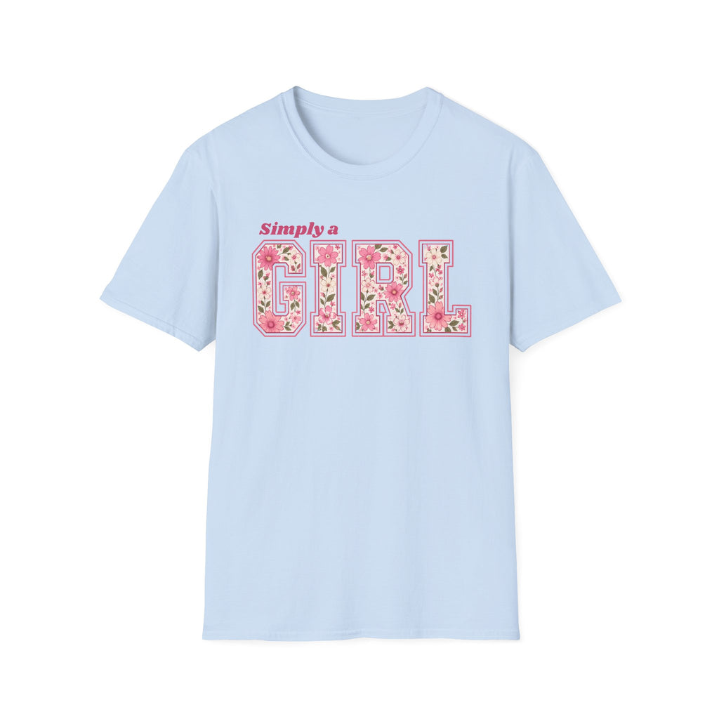 Simply a Girl Floral T-Shirt — Feminine Pink Blossom Graphic Tee