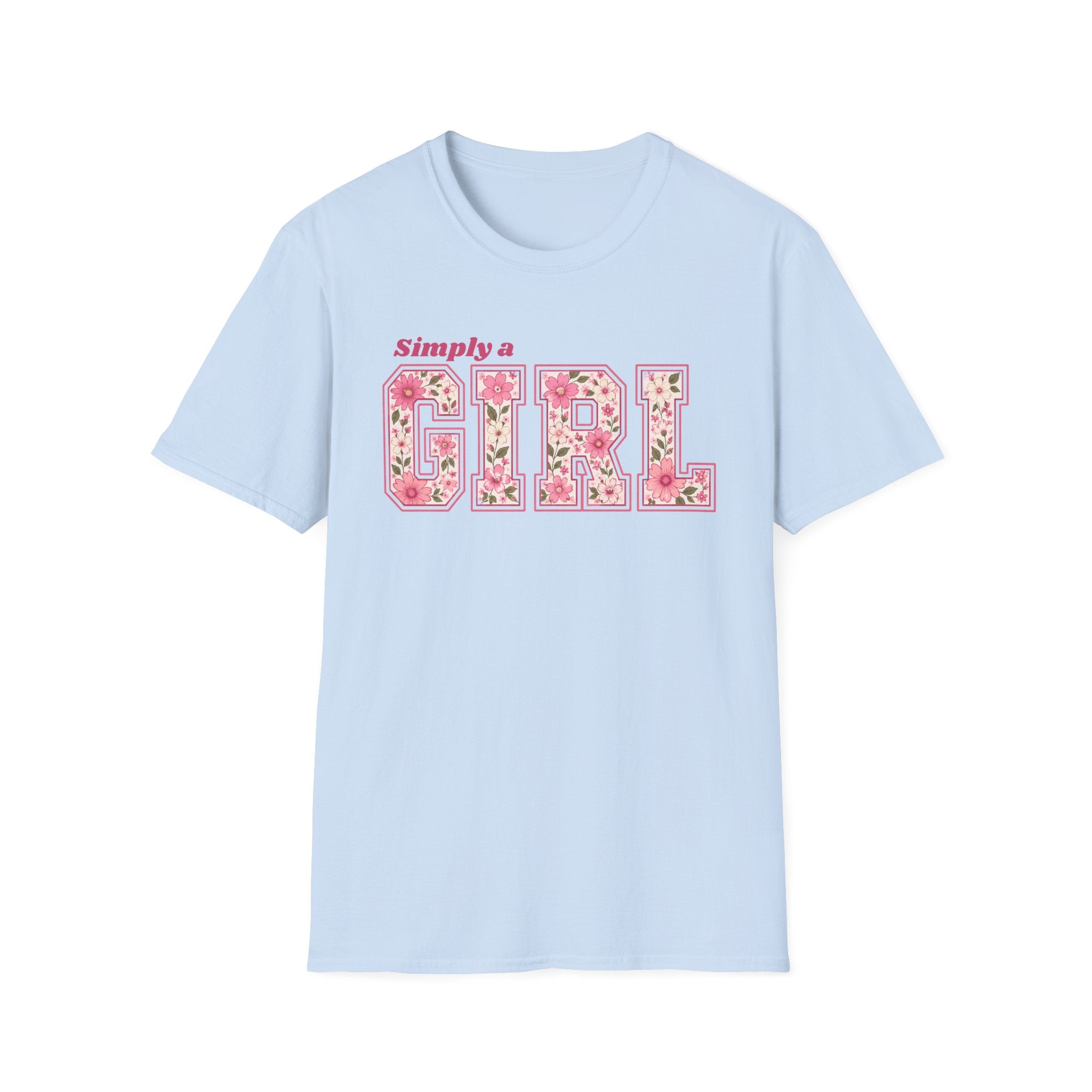 Simply a Girl Floral T-Shirt — Feminine Pink Blossom Graphic Tee