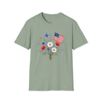 Patriotic Floral Bouquet Graphic Tee - 4th of July Wildflower T-Shirt