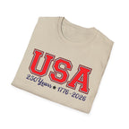 USA 250 Years Shirt 1776 2026, America 250th Anniversary T-Shirt, Varsity Style Patriotic Tee, Fourth of July Gift, Classic USA Bold Letter Shirt