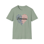 Patriotic America Heart T-Shirt 4th of July USA Graphic Tee