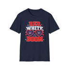 Red White Boom Sunglasses Shirt, Funny Patriotic Heart Glasses Firework Tee, 4th of July Pun Party T-Shirt, Retro Boom America Celebration Gift