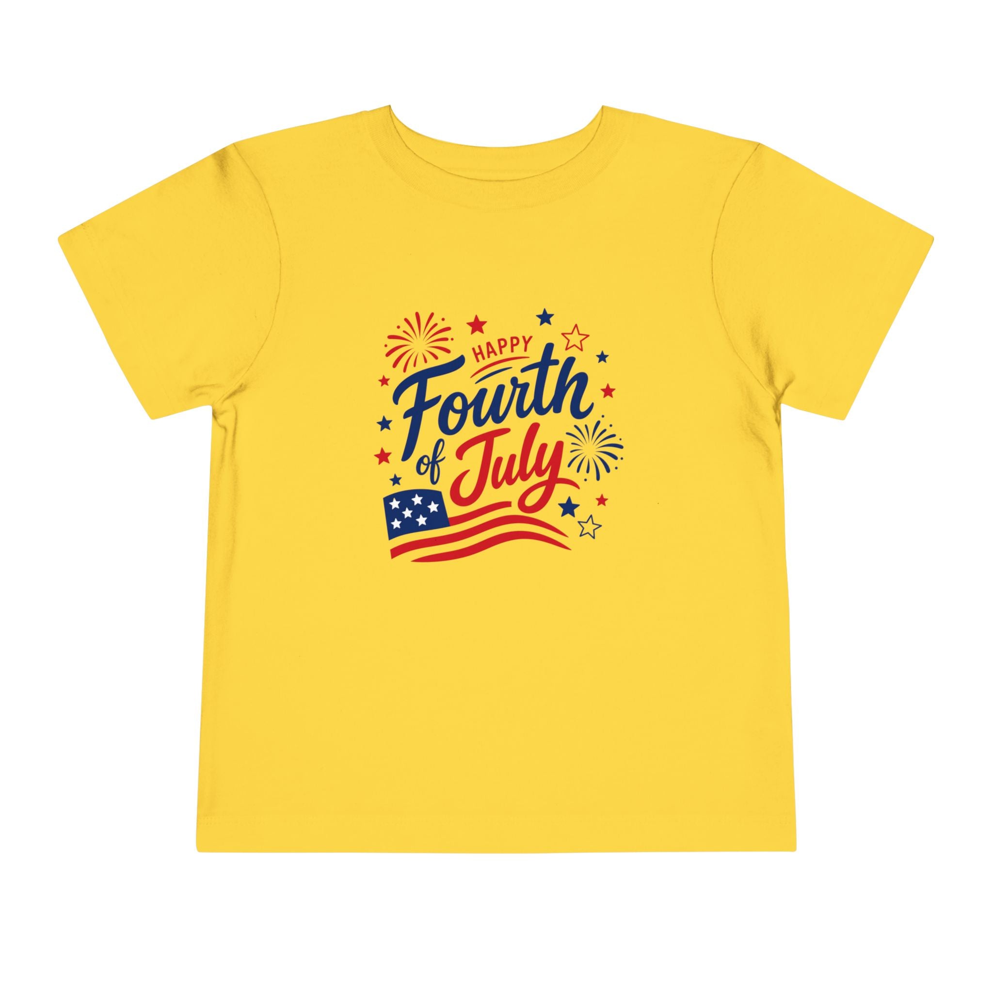 Happy Fourth of July Patriotic T-Shirt, Americana Fireworks Graphic Tee, Retro Independence Day Shirt, Summer Celebration Apparel, Red White Blue Outfit Toddler Short Sleeve Tee