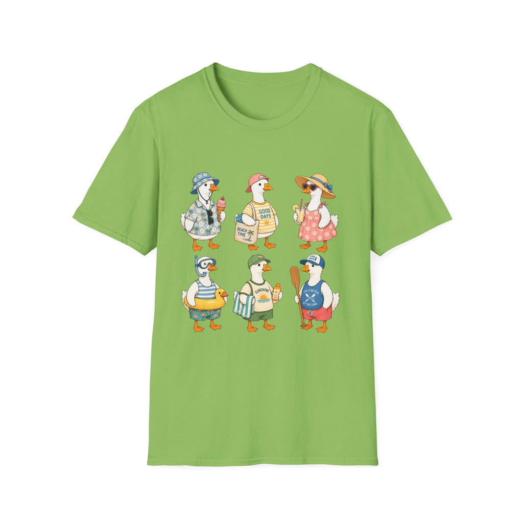 Cute Ducks Beach T-Shirt — Summer Vacation Ducklings Graphic Tee