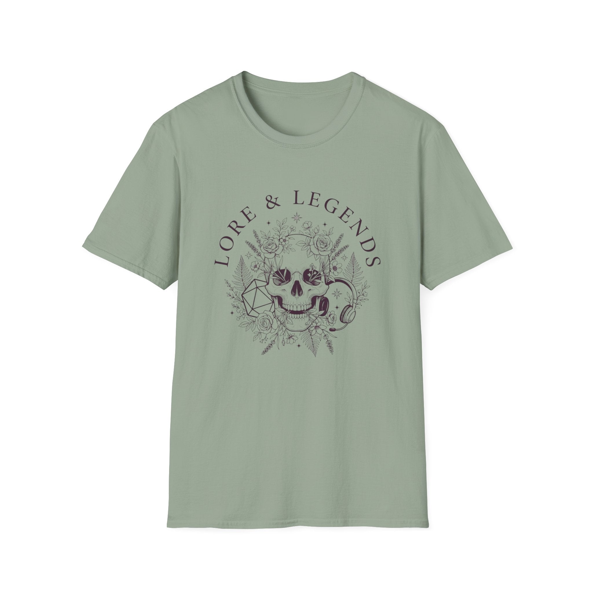 Lore & Legends Skull Floral T‑Shirt — Gothic Botanical Graphic Tee