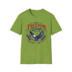 Let Freedom Ring T-Shirt | Patriotic American Bald Eagle Graphic Tee, Fourth Of July Retro Fireworks Top