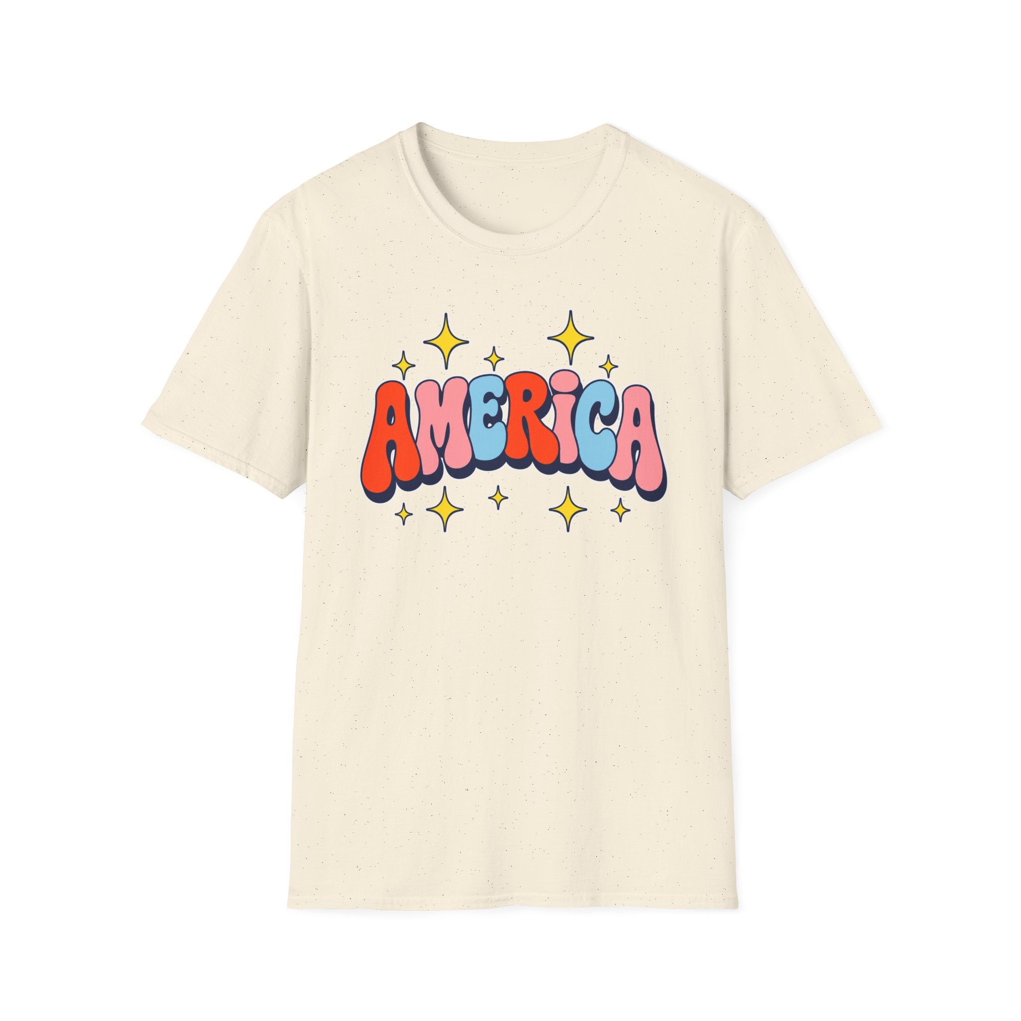 America Retro Patriotic T-Shirt, Groovy Fourth of July Graphic Tee, Vintage Americana Shirt, Cute Summer Independence Day Apparel, Trendy USA Outfit T-Shirt
