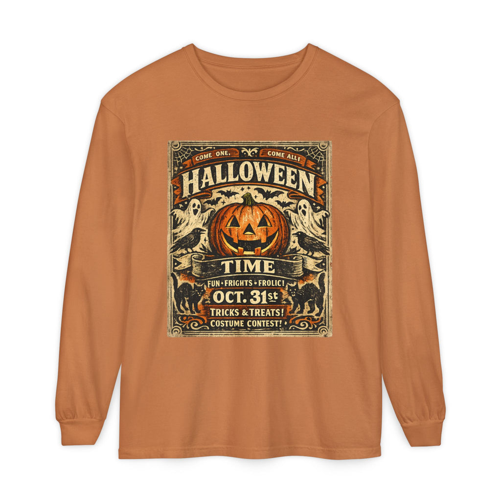 Halloween Time Vintage Jack-O'-Lantern & Ghosts Long Sleeve T-Shirt