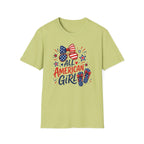 All American Girl Tee, Patriotic Bow Flip Flops Shirt, Red White Blue Graphic Top, Cute USA Fourth of July Outfit T-Shirt