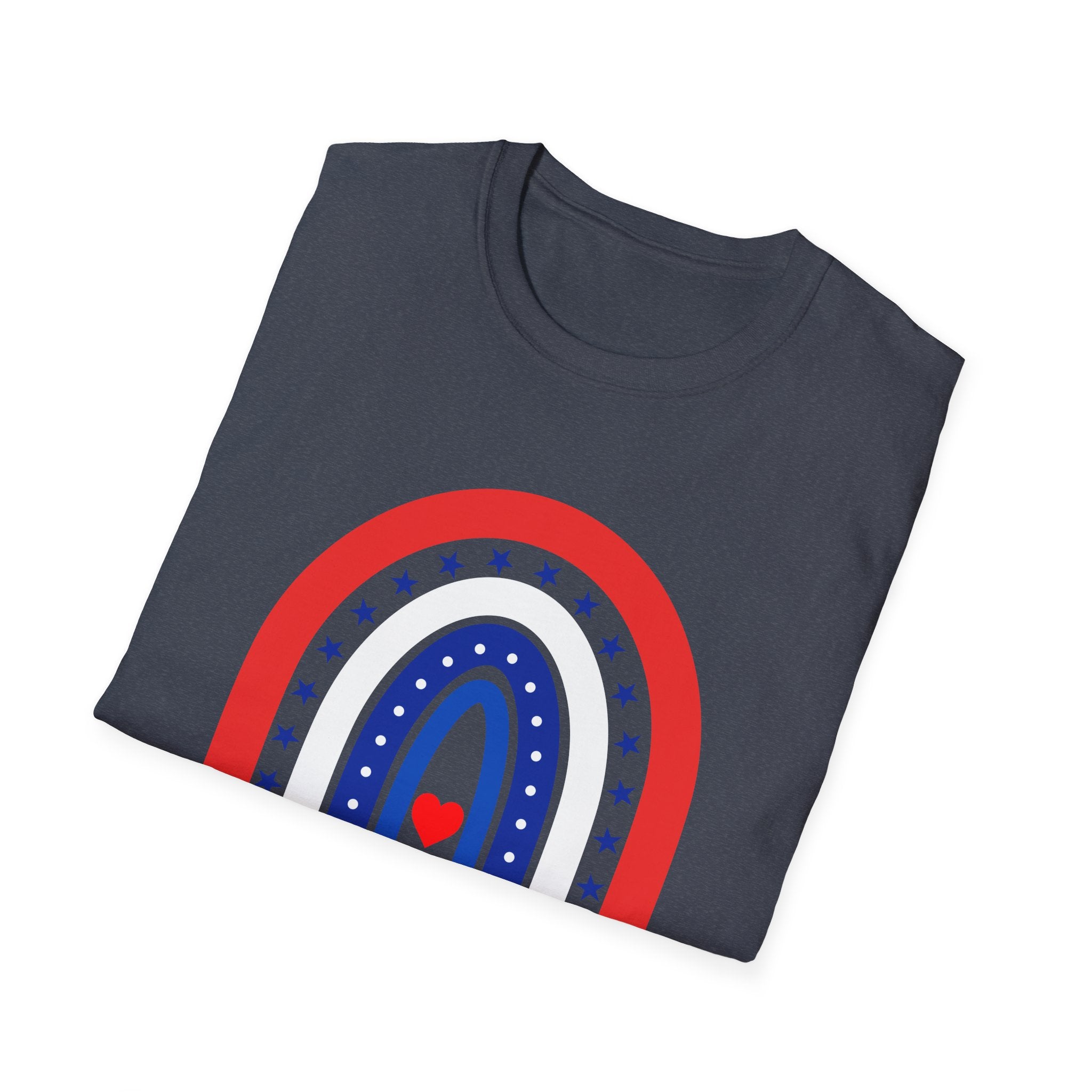 Patriotic Rainbow 250 Years T-Shirt, Boho 4th of July Rainbow Tee, America 250th Anniversary Shirt, Cute USA Rainbow Heart Gift, Independence Day