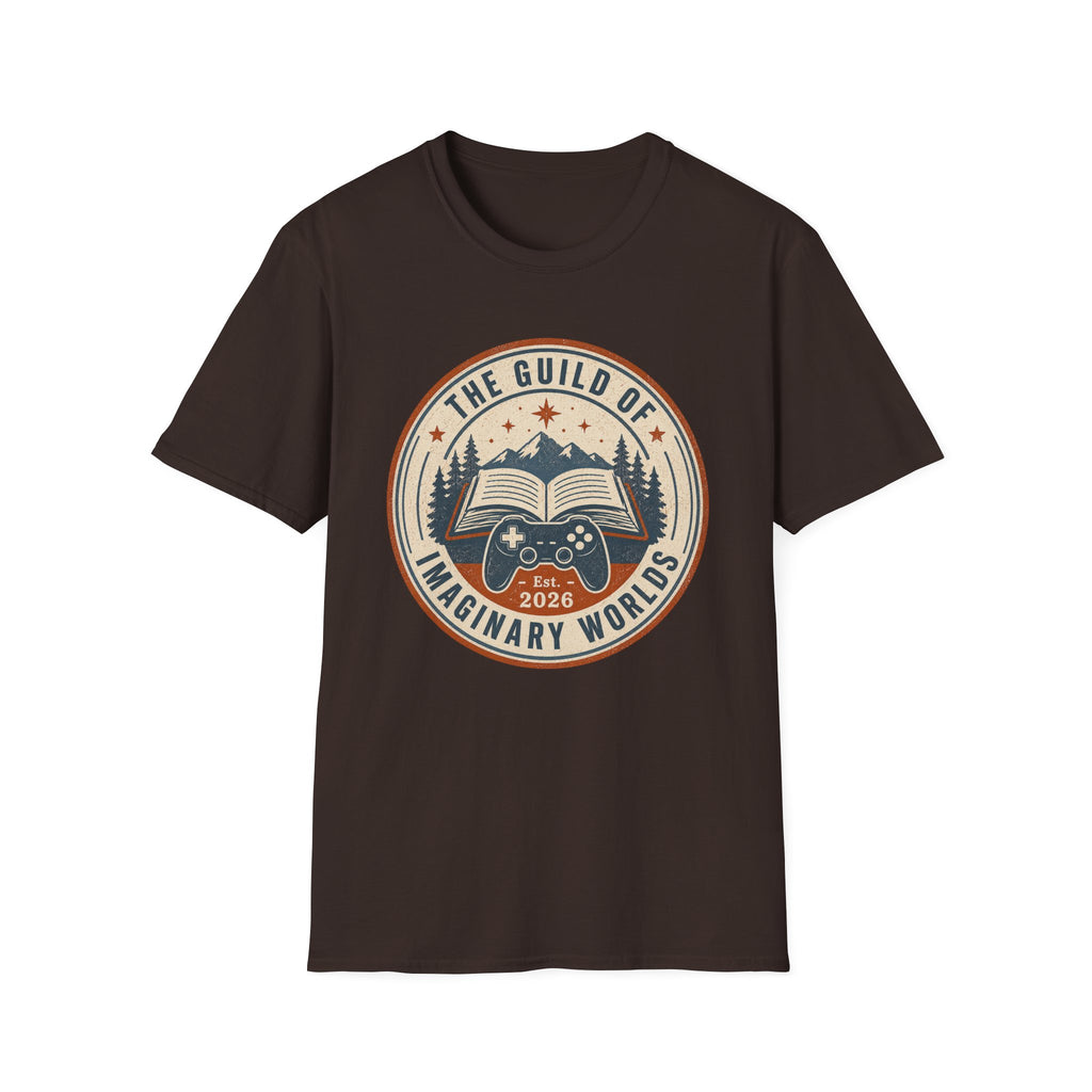 Guild of Imaginary Worlds T‑Shirt — Vintage Book & Adventure Logo