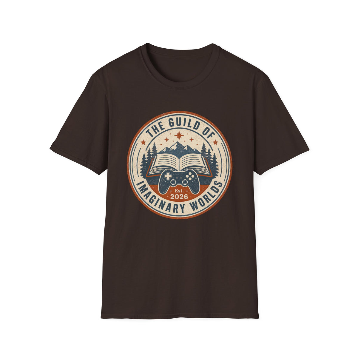 Guild of Imaginary Worlds T‑Shirt — Vintage Book & Adventure Logo