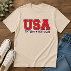 USA 250 Years Shirt 1776 2026, America 250th Anniversary T-Shirt, Varsity Style Patriotic Tee, Fourth of July Gift, Classic USA Bold Letter Shirt