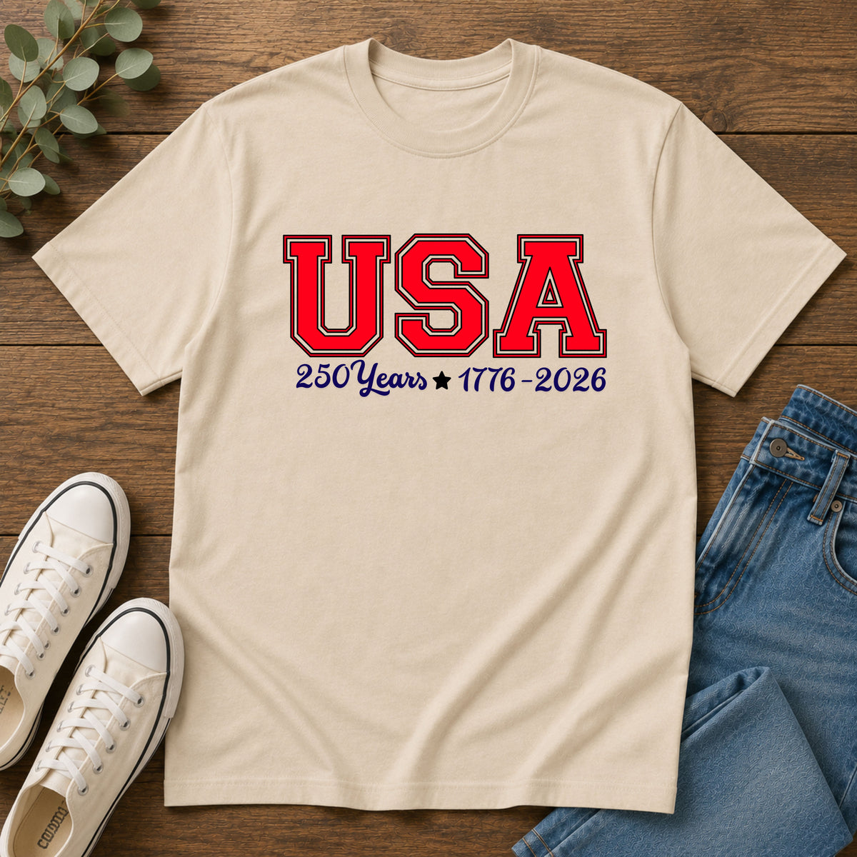 USA 250 Years Shirt 1776 2026, America 250th Anniversary T-Shirt, Varsity Style Patriotic Tee, Fourth of July Gift, Classic USA Bold Letter Shirt