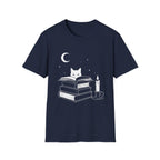 Cat & Books T‑Shirt — Mystical Reading Graphic Tee