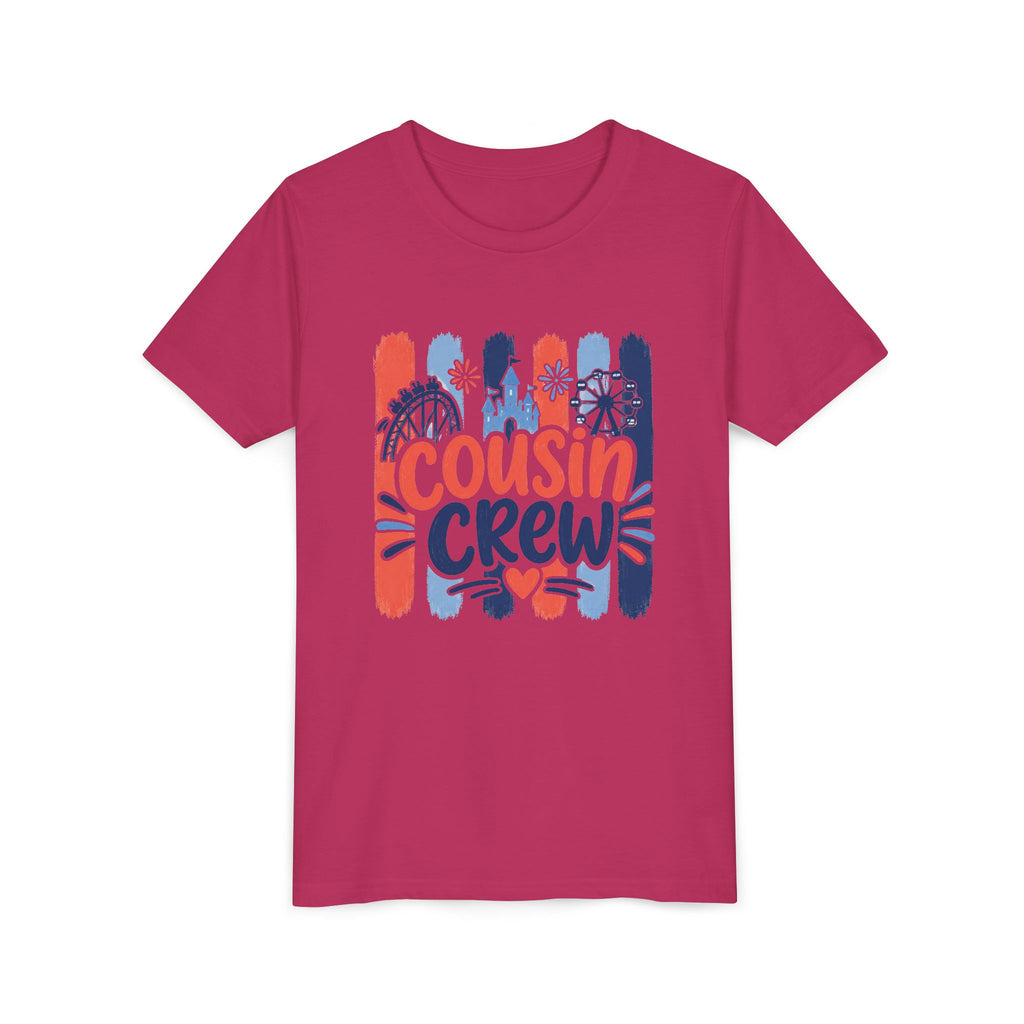Cousin Crew Patriotic Tee, Red White Blue Brushstroke Shirt, Fun USA Family Graphic Top, Fourth of July Celebration Outfit Youth Short Sleeve Tee