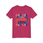 Cousin Crew Patriotic Tee, Red White Blue Brushstroke Shirt, Fun USA Family Graphic Top, Fourth of July Celebration Outfit Youth Short Sleeve Tee