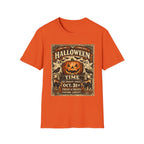 Vintage Halloween Pumpkin T-Shirt — "Halloween Time" Retro Poster Tee