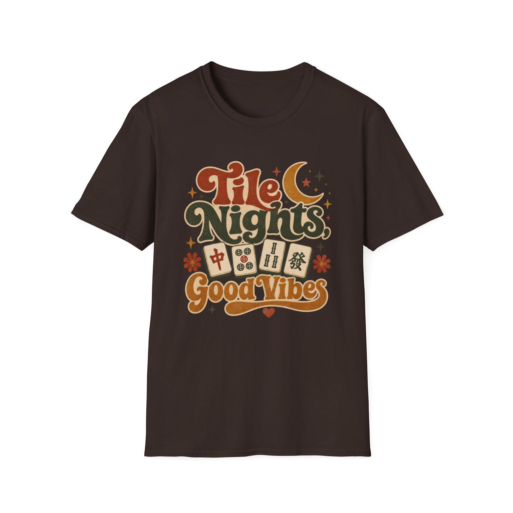 Tile Nights T-Shirt — Mahjong & Game Night Retro 'Good Vibes' Tee