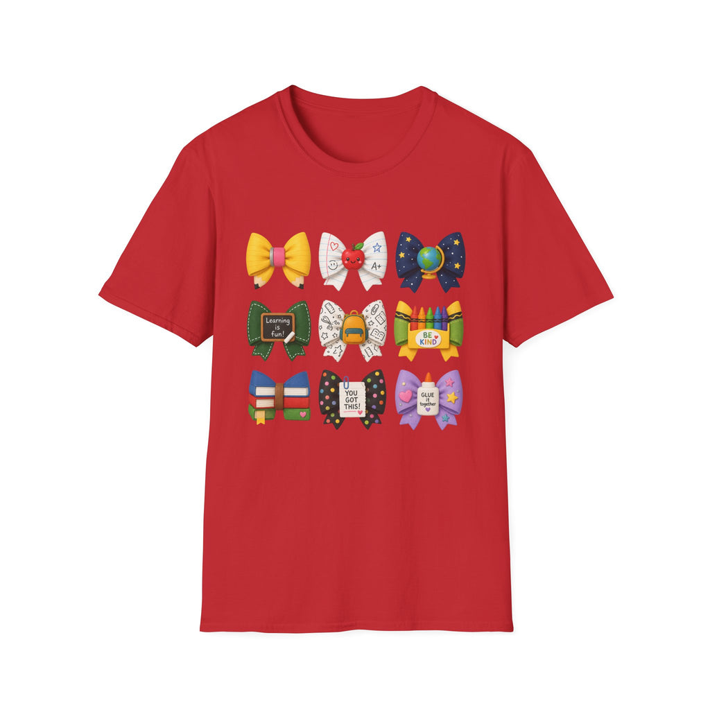 Teacher Appreciation Bow T-Shirt — Cute School-Themed Hair Bows (Be Kind, Learning Is Fun)