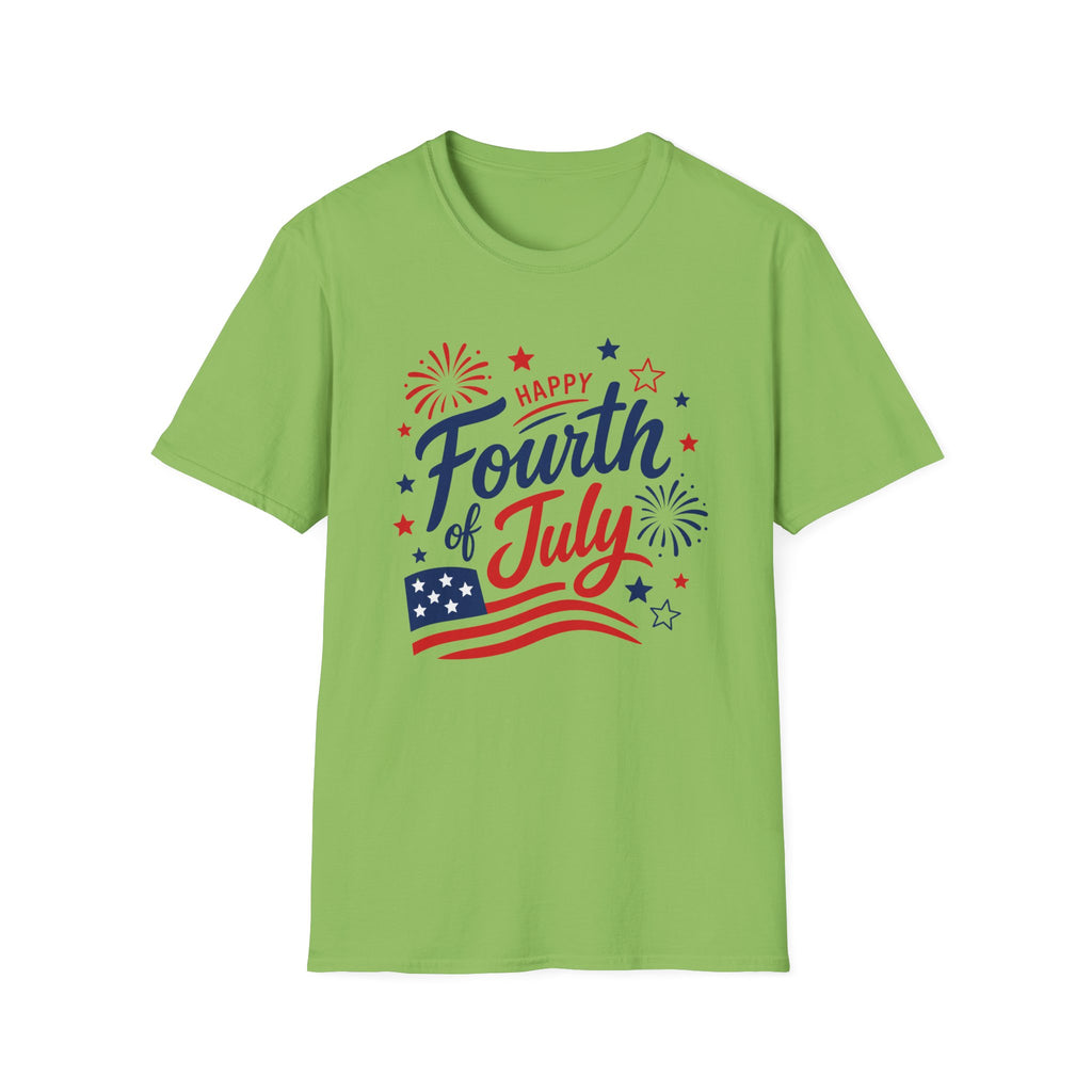 Patriotic Happy Fourth of July Graphic Tee USA Star Spangled- Celebration Flag T-Shirt