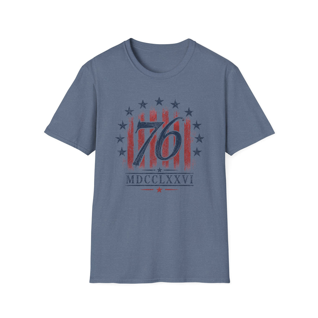 Vintage Style 76 Patriotic Shirt 4th of July Distressed American Flag Graphic Tee Fourth July Roman Numeral MDCCLXXVI Top USA Independence Day