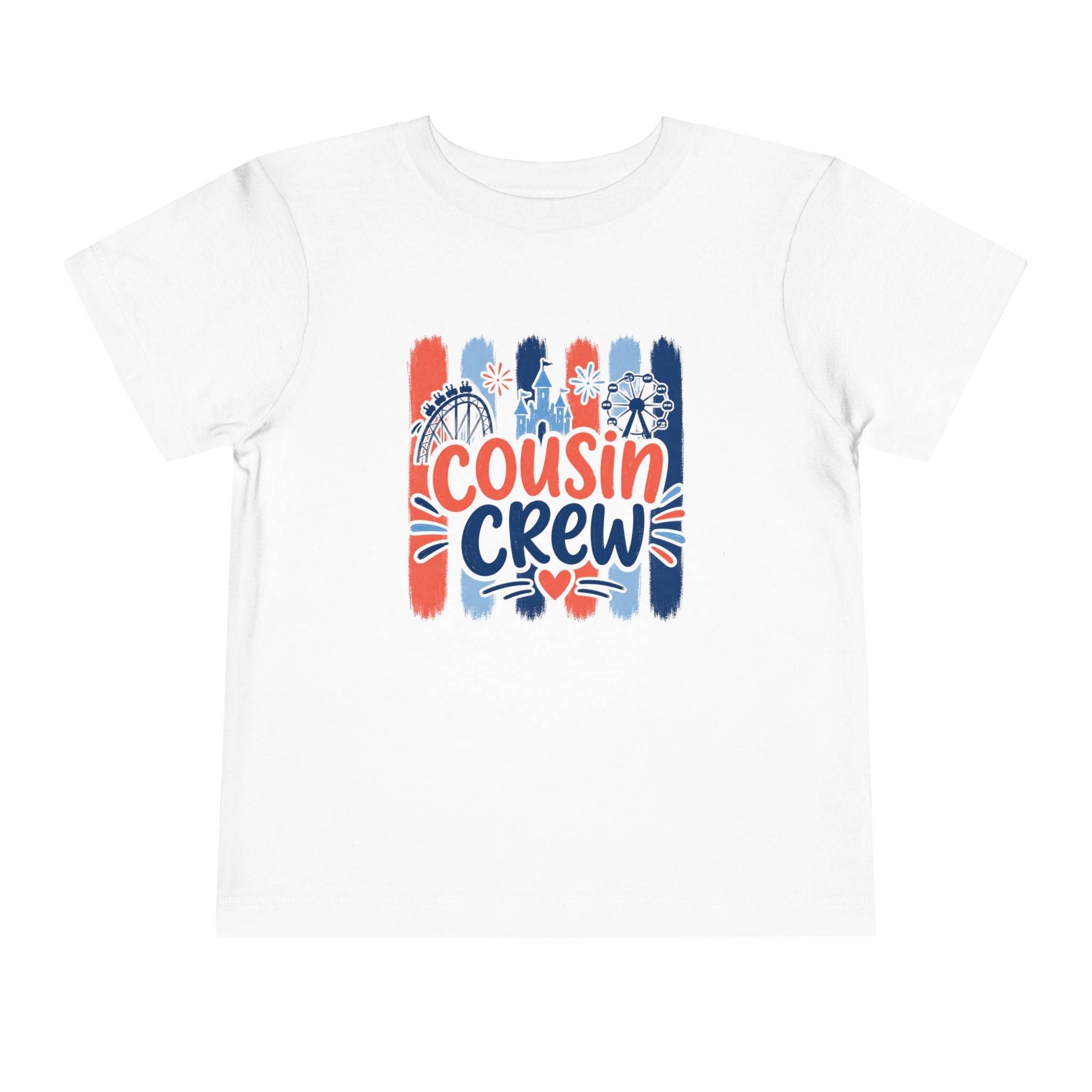 Cousin Crew Patriotic T-Shirt, Fourth of July Family Matching Tee, Americana Fireworks Shirt, Summer Vacation Graphic Tee, Kids Family Reunion Outfit Toddler Short Sleeve Tee