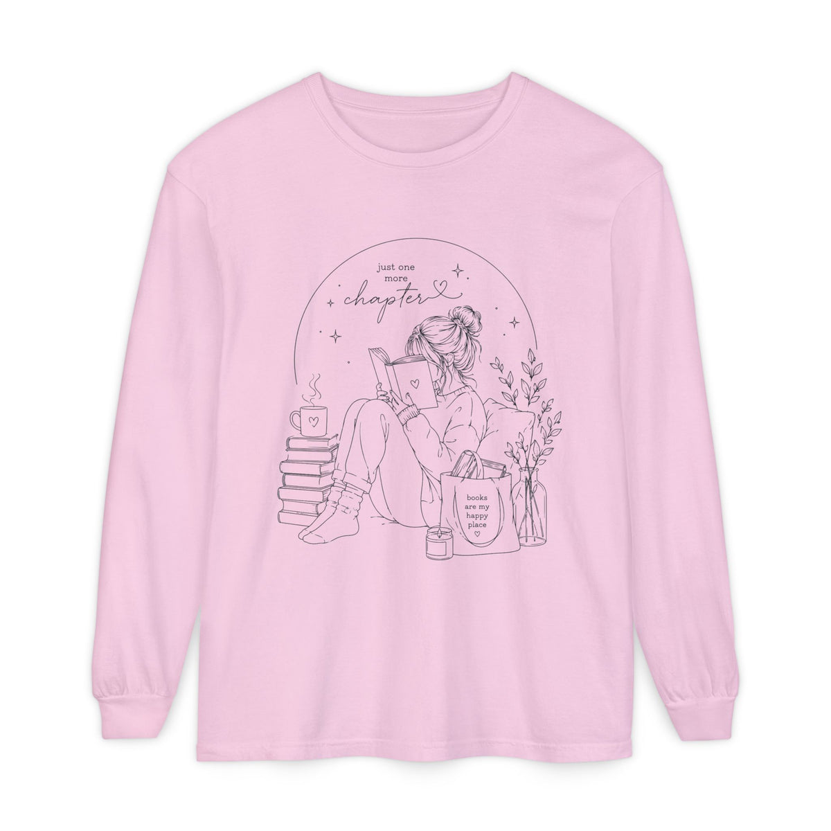 Reading Girl Long Sleeve Tee — "New Chapter" Cozy Booklover Shirt