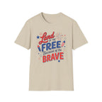 Land of the Free Tee, Because of the Brave Shirt, Patriotic USA Graphic Top, Red White Blue Freedom Outfit T-Shirt