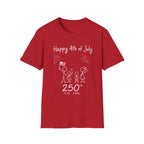 Happy 4th of July 250th T-Shirt USA Family Stick Figure Tee