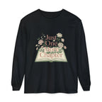 Long Sleeve T-Shirt — “Just One More Chapter” Floral Booklover Design