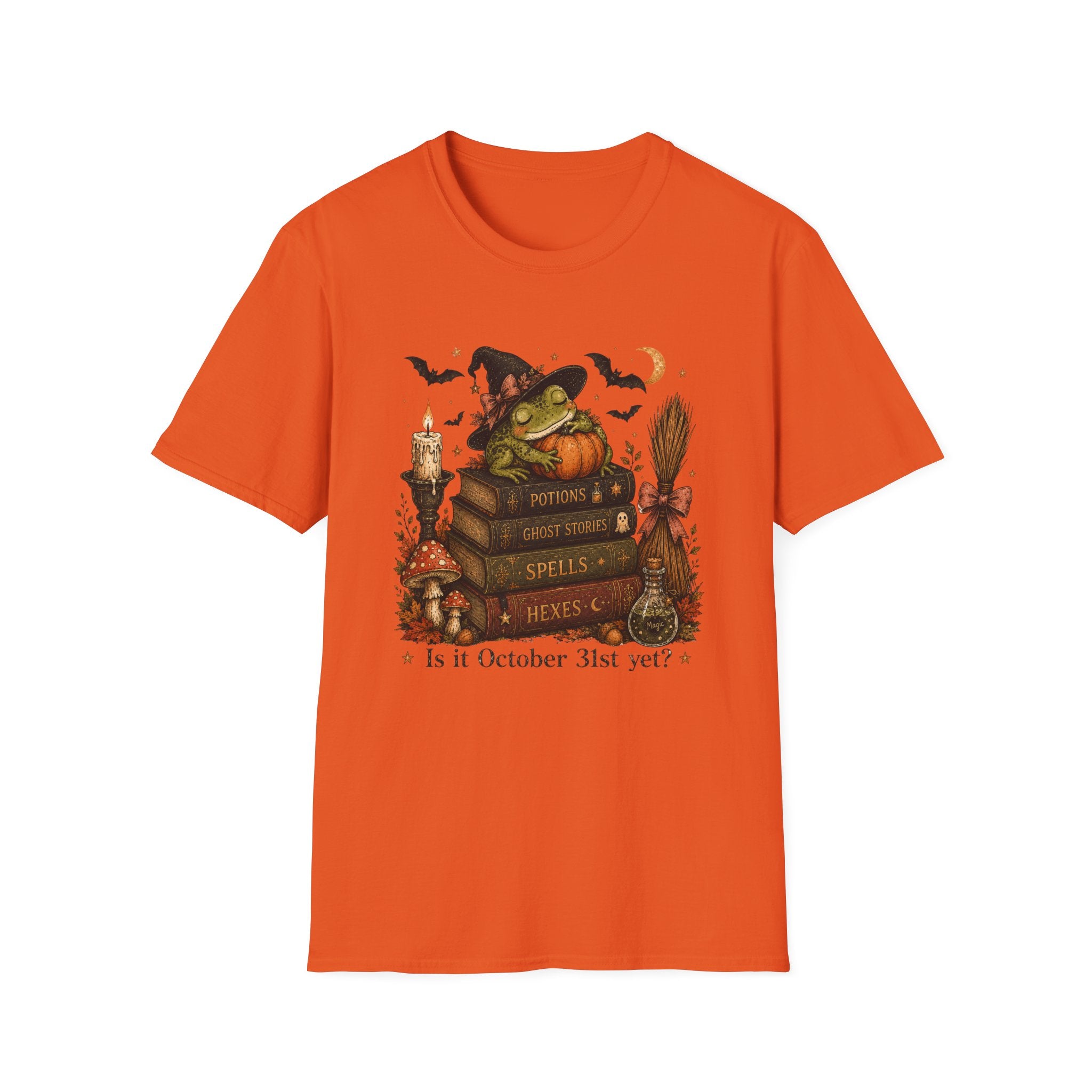 Witch Frog Halloween T‑Shirt — 'Potions & Ghost Stories' Cute Spooky Tee