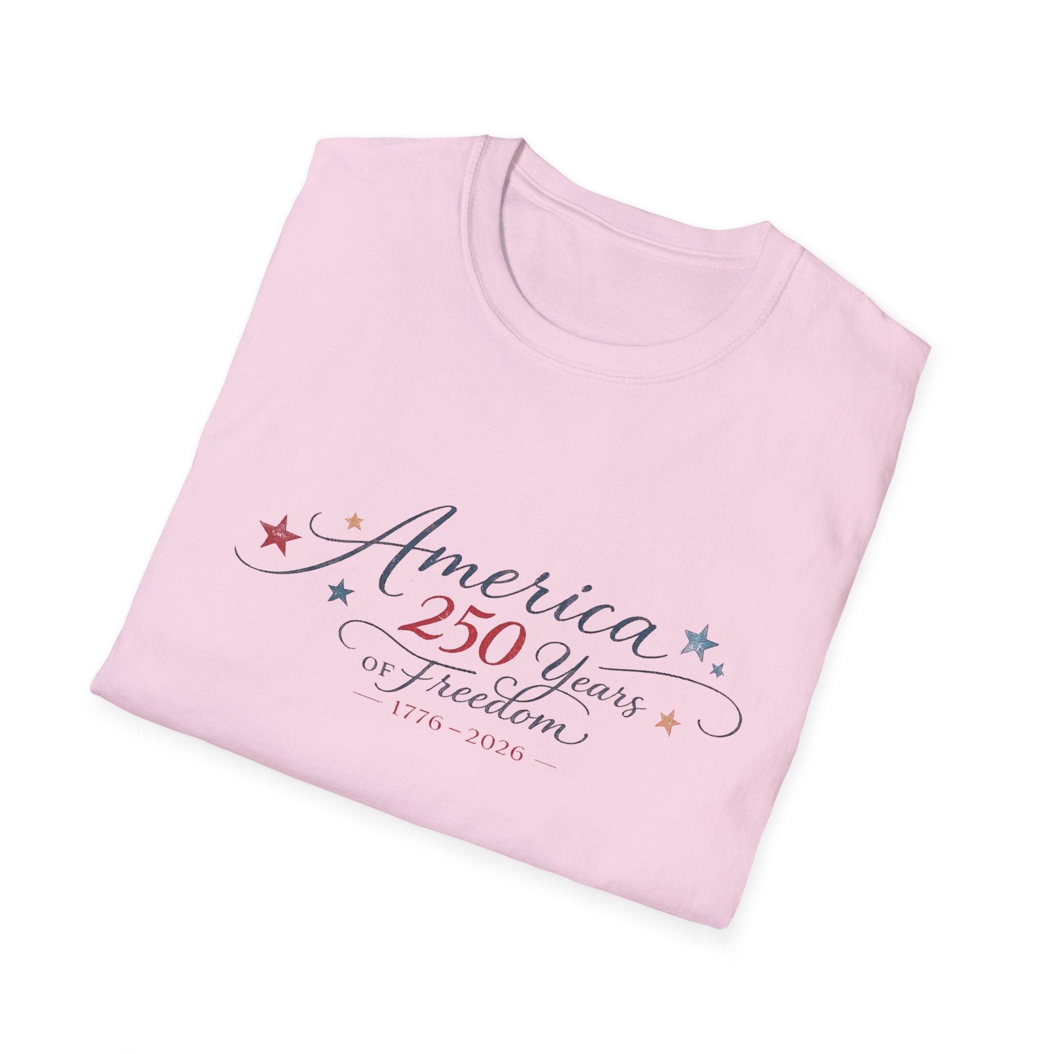 America 250 Years of Freedom Calligraphy Shirt, Elegant Script Patriotic Tee 1776 2026, Sophisticated Anniversary 4th of July T-Shirt, Patriotic