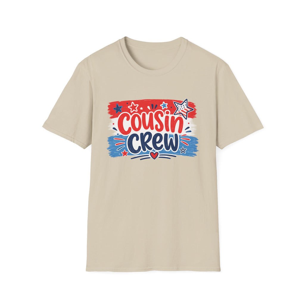 Patriotic Cousin Crew T-Shirt | Distressed American Flag Paint Stroke Graphic Tee, Fourth Of July Family Matching Top