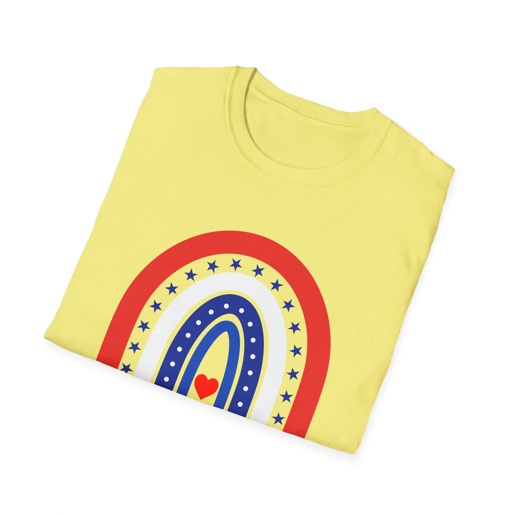 Patriotic Rainbow 250 Years T-Shirt, Boho 4th of July Rainbow Tee, America 250th Anniversary Shirt, Cute USA Rainbow Heart Gift, Independence Day