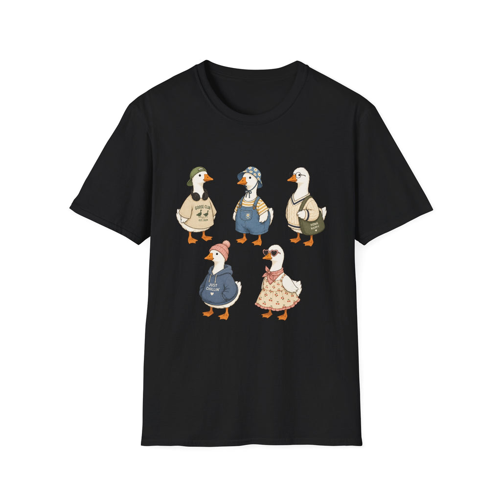 Cute Whimsical Vintage Goose Family T-Shirt