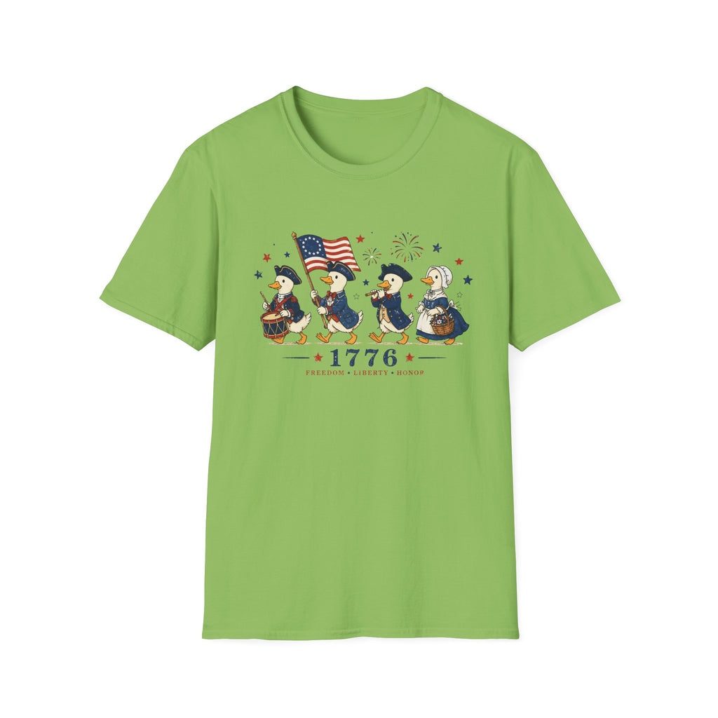 Revolutionary Duck Parade Shirt, Patriotic Duck 1776 T-Shirt, Funny 4th of July Duck Tee, Colonial Duck Marching Band, Freedom Liberty Honor USA Gift