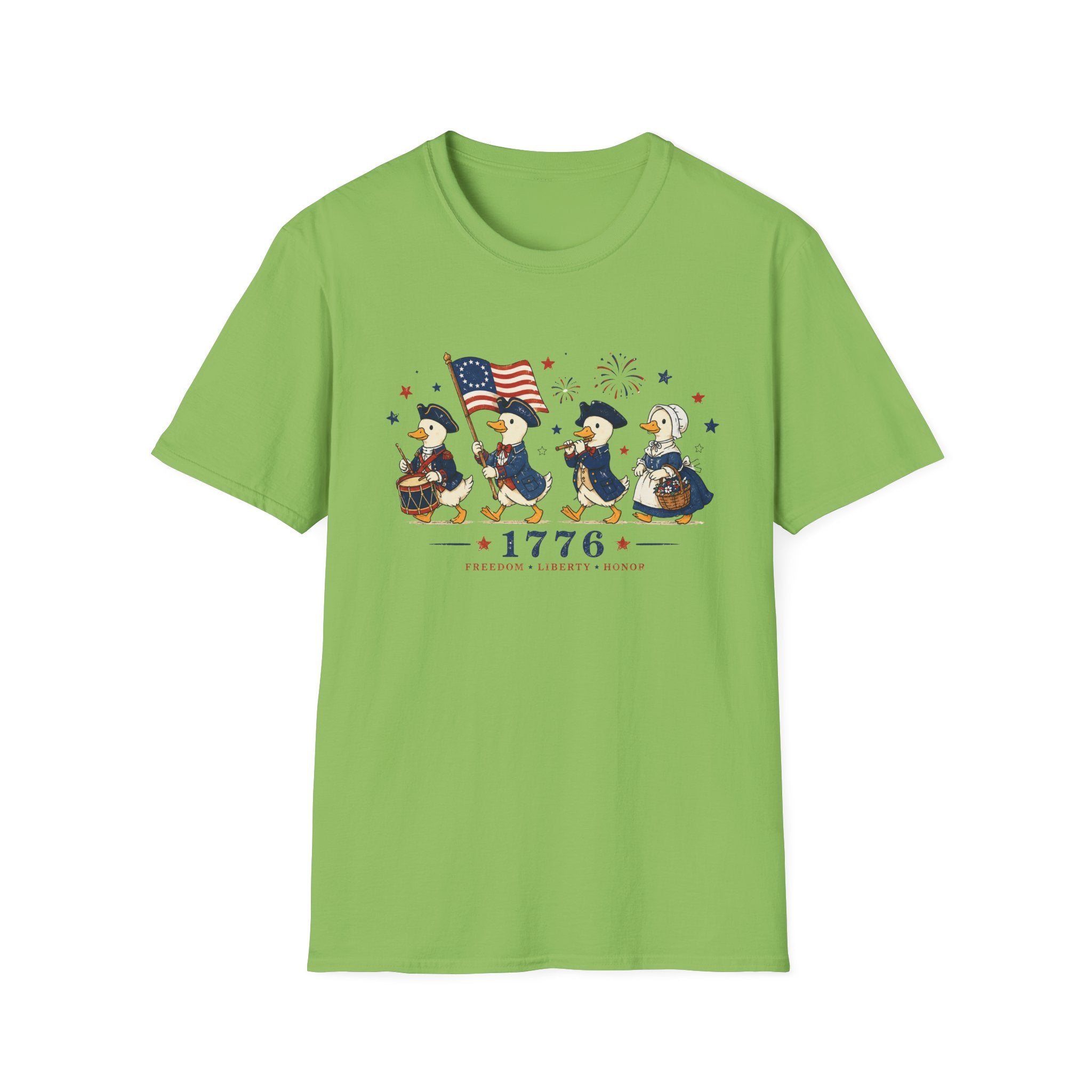 Revolutionary Duck Parade Shirt, Patriotic Duck 1776 T-Shirt, Funny 4th of July Duck Tee, Colonial Duck Marching Band, Freedom Liberty Honor USA Gift