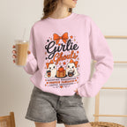 Girlie Ghouls Halloween Cute Orange Bow Spooky Crewneck Sweatshirt