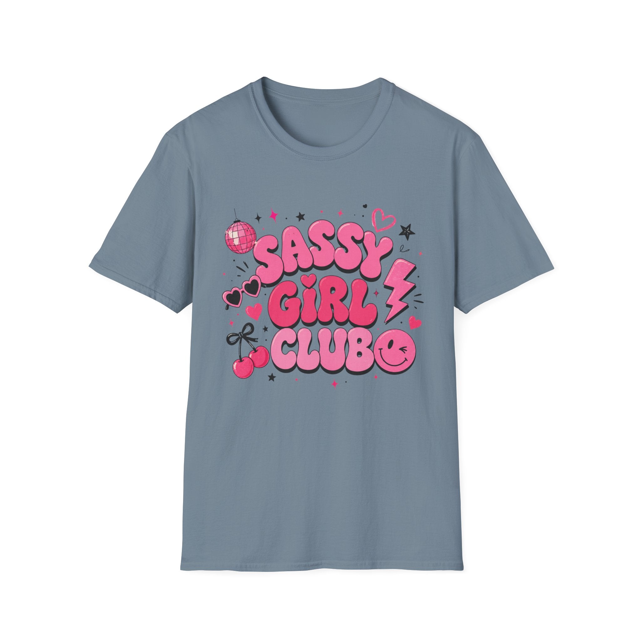 Sassy Girl Club T-Shirt — Retro Pink Bubble Letter Graphic Tee