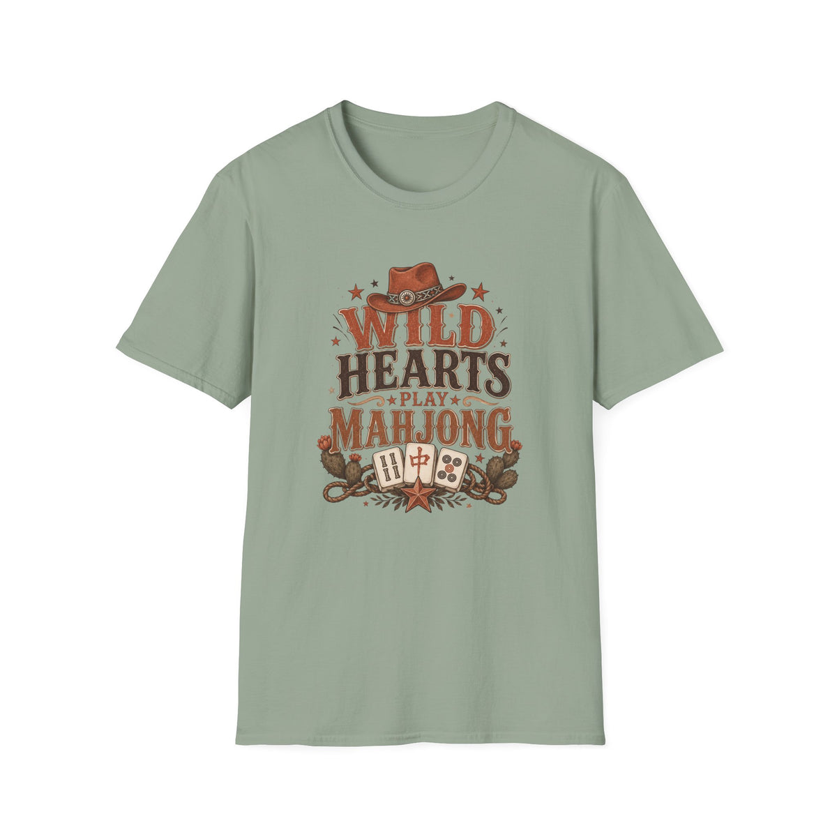 Wild Hearts Play Mahjong Western Graphic T-Shirt