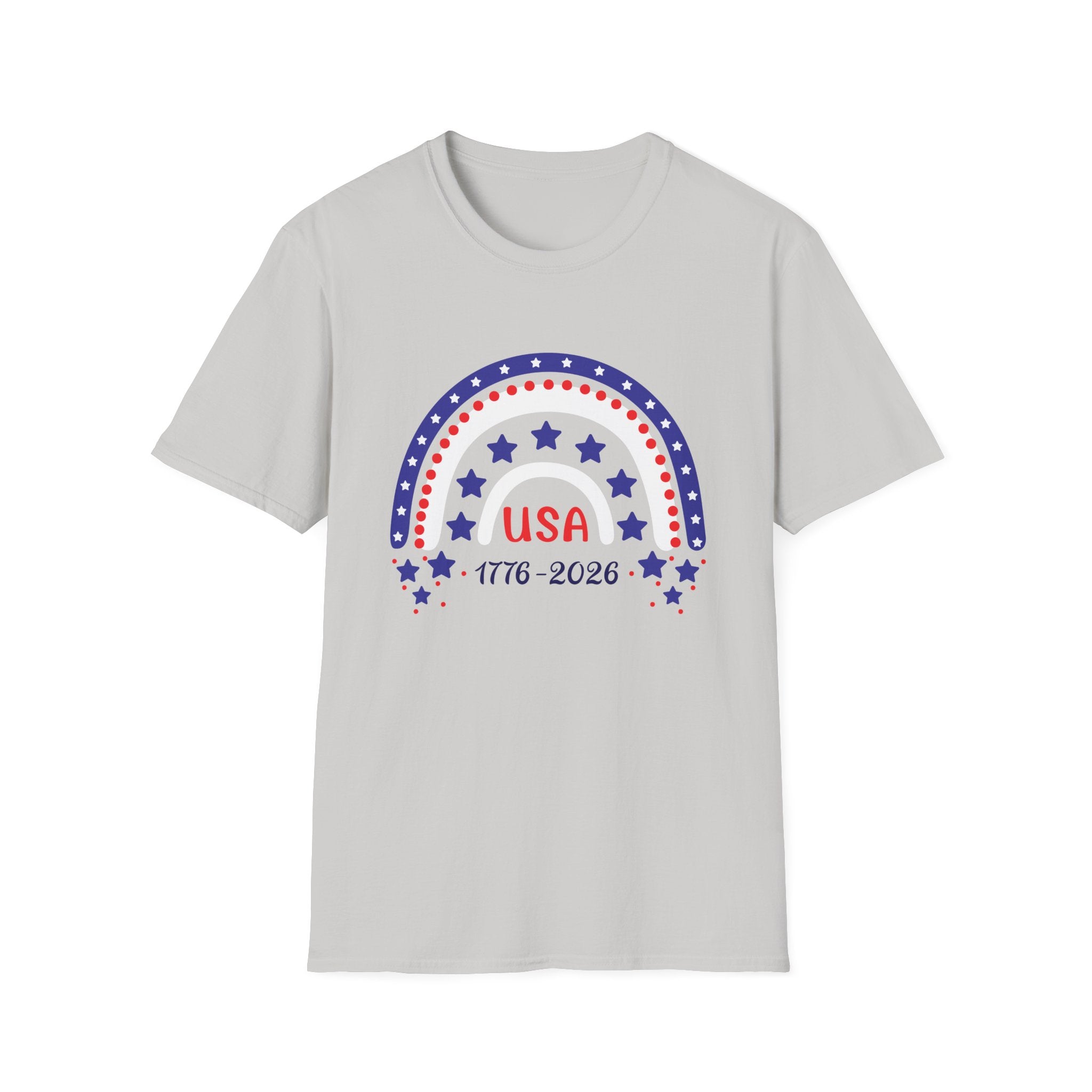 USA 1776–2026 Patriotic Rainbow Tee, American Anniversary Shirt, Red White Blue Graphic Top, USA Pride Outfit