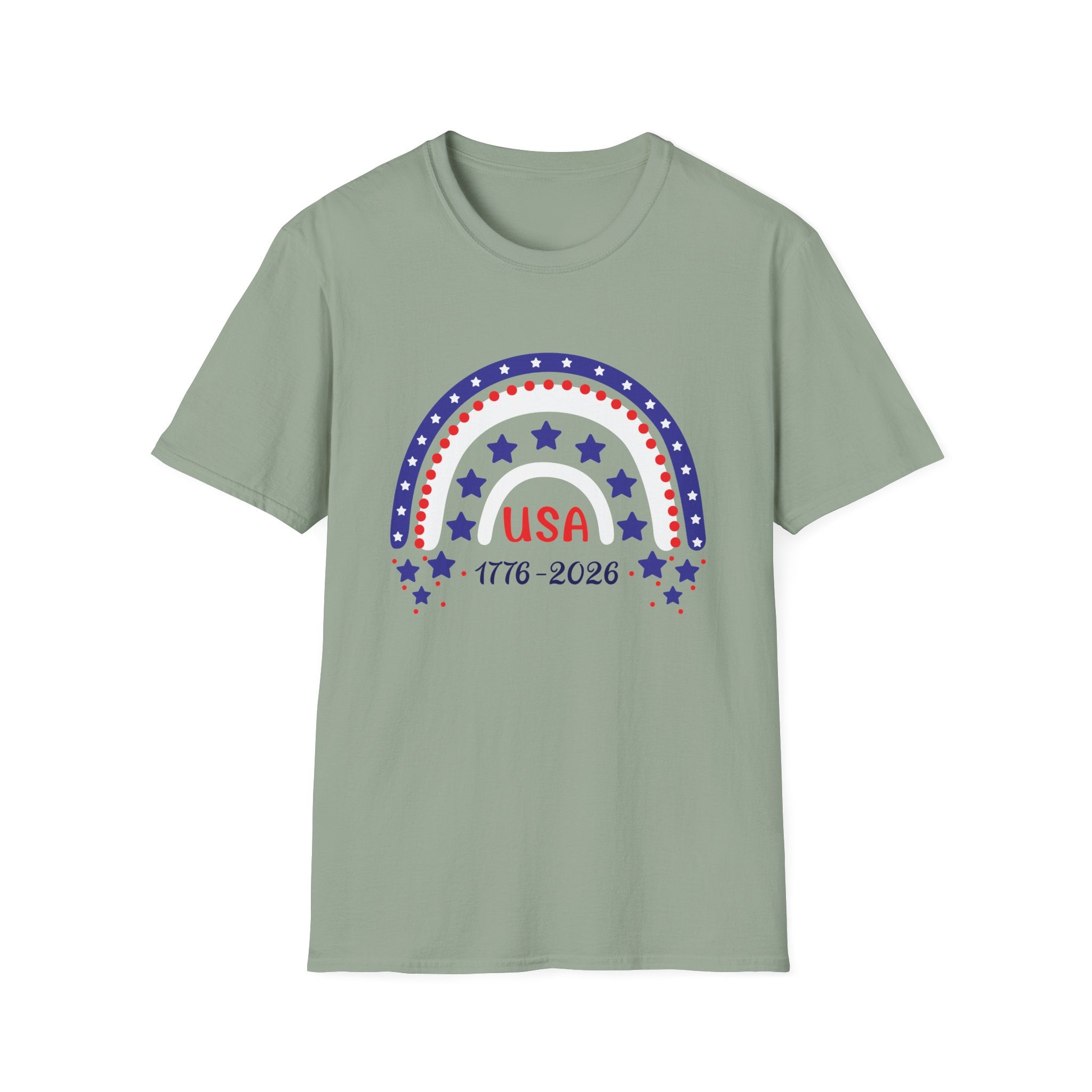 USA 1776–2026 Patriotic Rainbow Tee, American Anniversary Shirt, Red White Blue Graphic Top, USA Pride Outfit