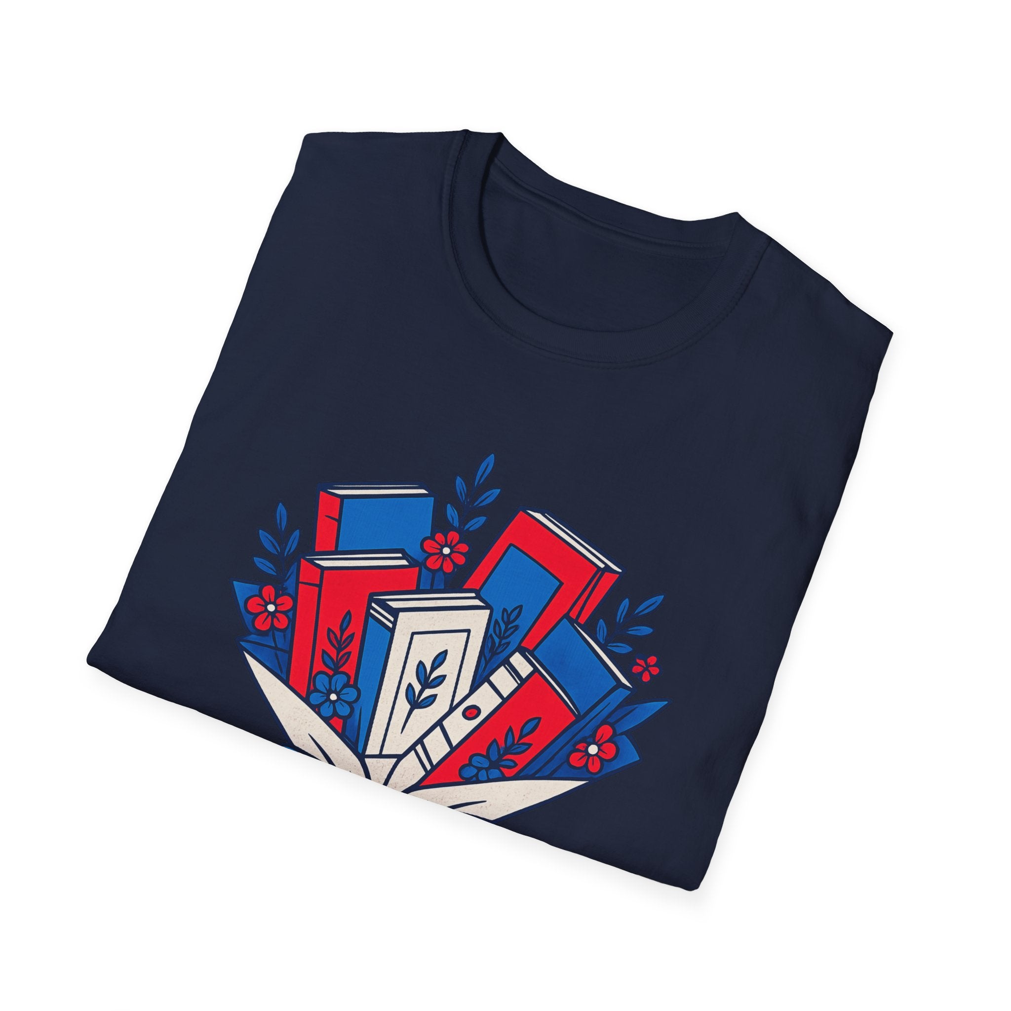Patriotic Book Lover T-Shirt, Americana Reading Graphic Tee, Retro Library Shirt, Fourth of July Books Design, Cute Teacher Reader Apparel T-Shirt