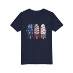 Patriotic Popsicle Trio Tee, Red White Blue Bow Shirt, Cute USA Summer Graphic Top, Fourth of July Celebration Outfit Youth Short Sleeve Tee