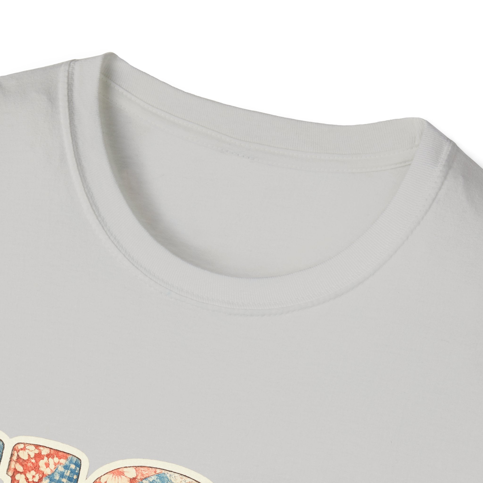 USA Floral Patchwork T-Shirt | Patriotic Block Lettering Graphic Tee, Fourth Of July Vintage Cottagecore Top