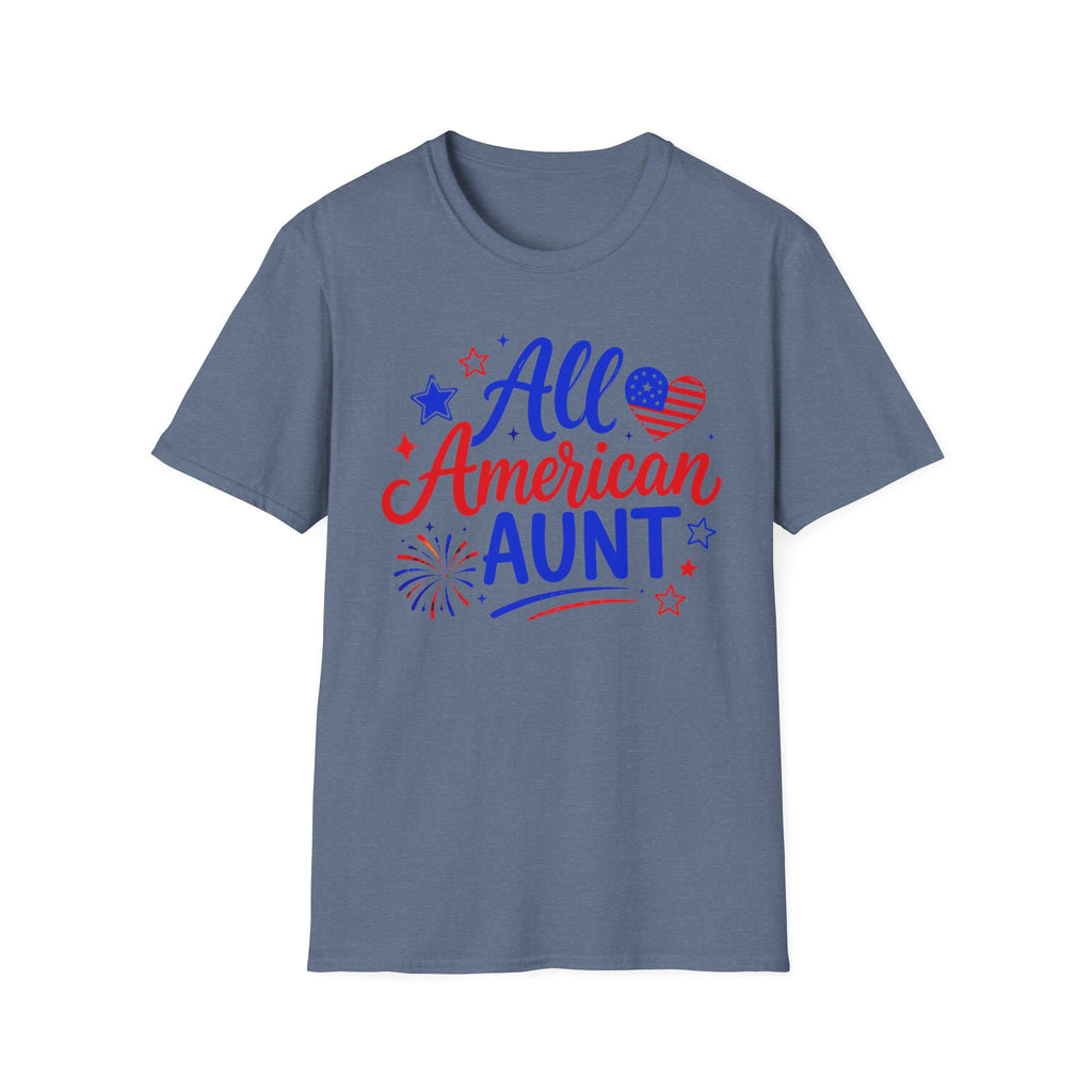 Patriotic All American Aunt Graphic Tee - 4th of July Family T-Shirt
