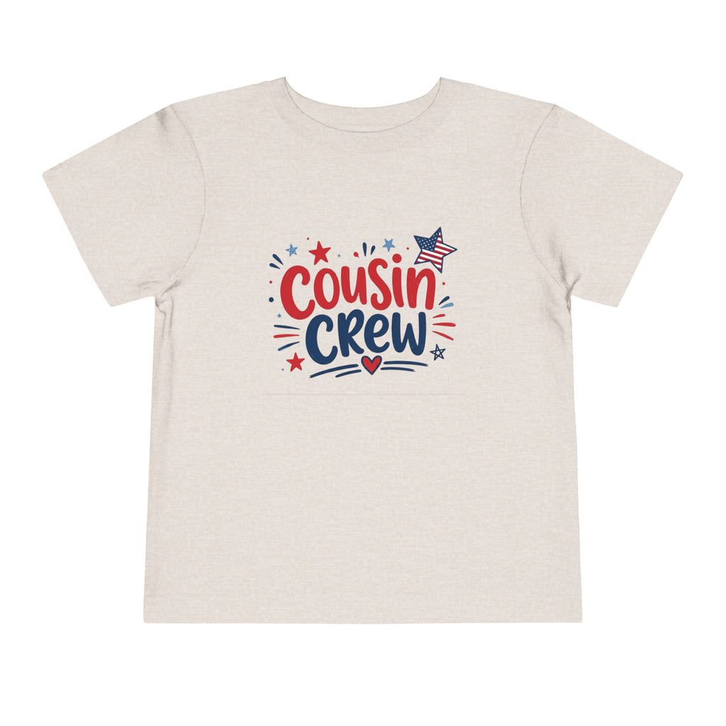 Cousin Crew Patriotic T-Shirt, Fourth of July Matching Family Tee, Retro Americana Graphic Shirt, Summer BBQ Outfit, Fireworks Celebration Apparel Toddler Short Sleeve Tee