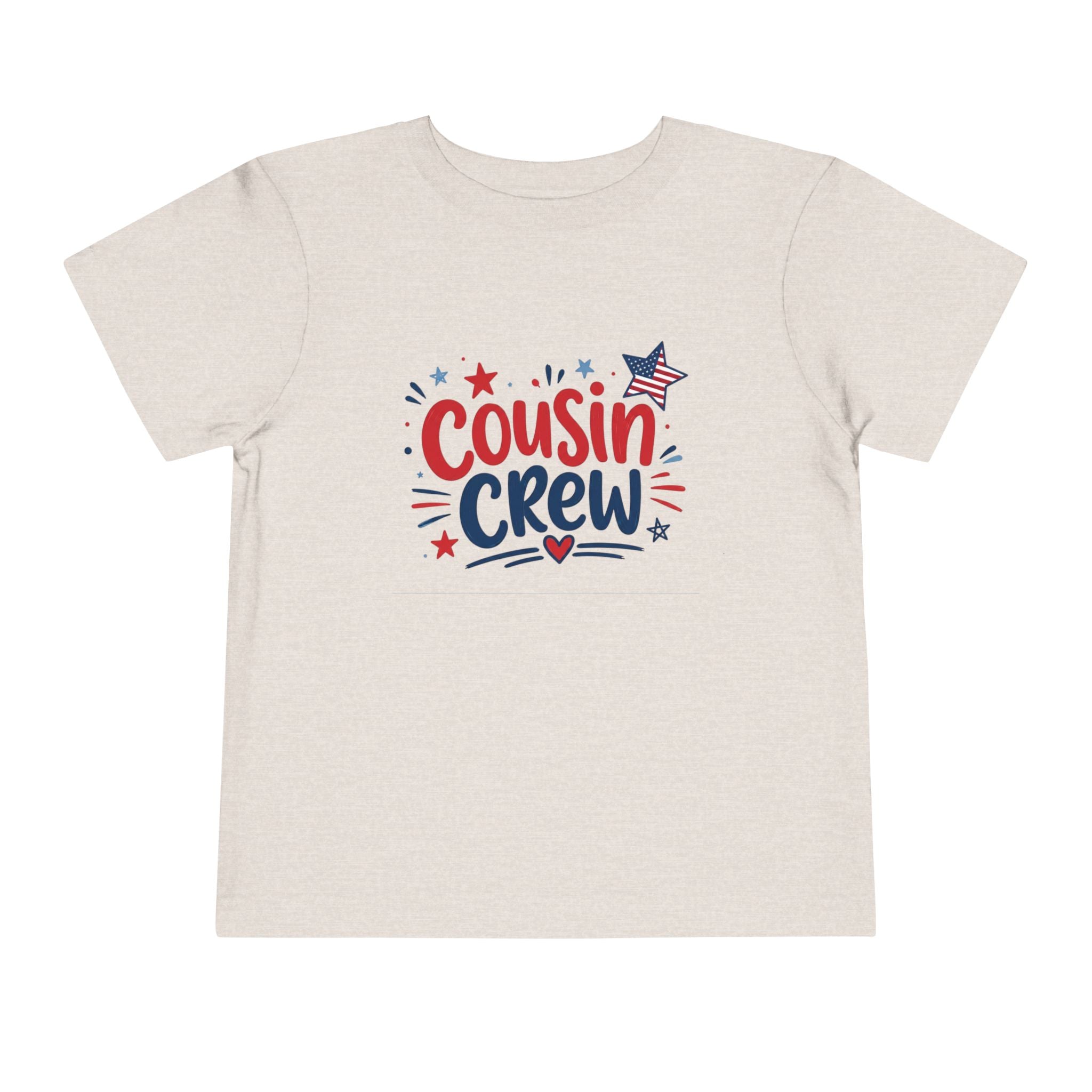 Cousin Crew Patriotic T-Shirt, Fourth of July Matching Family Tee, Retro Americana Graphic Shirt, Summer BBQ Outfit, Fireworks Celebration Apparel Toddler Short Sleeve Tee