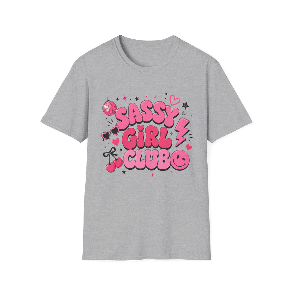 Sassy Girl Club T-Shirt — Retro Pink Bubble Letter Graphic Tee